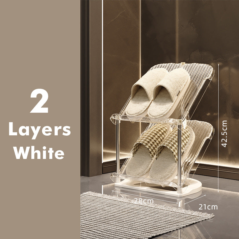 Scaffale per scarpe trasparente di lusso, robusto e multistrato | Acciaio inox e PET | Salvaspazio | Clearstep