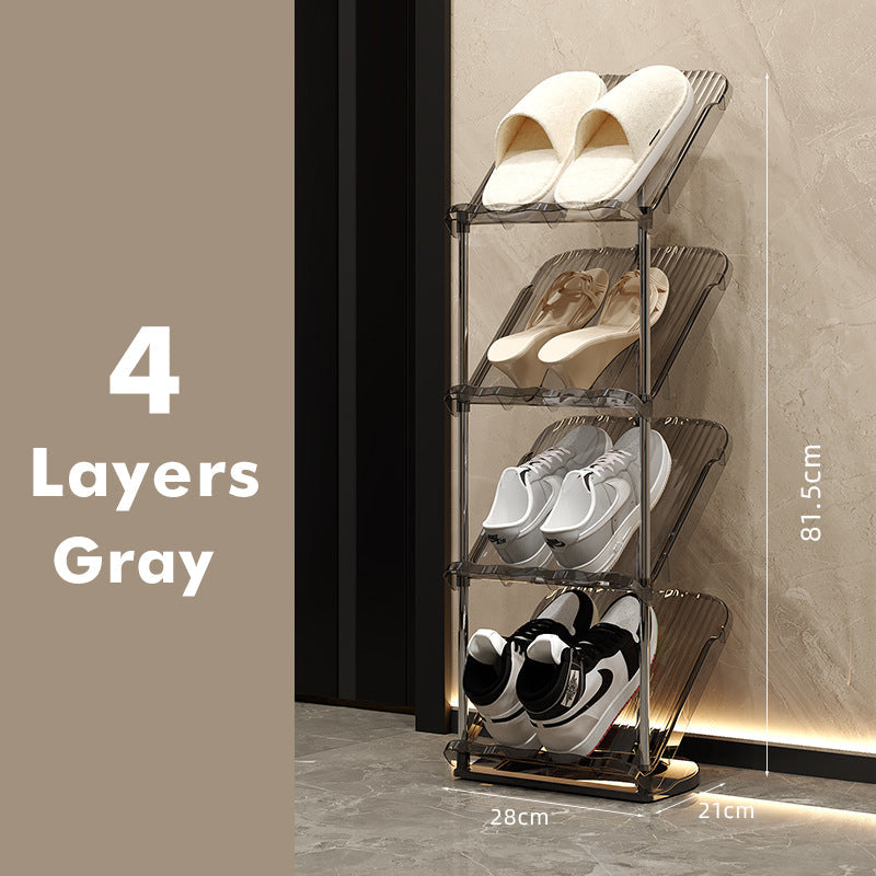 Scaffale per scarpe trasparente di lusso, robusto e multistrato | Acciaio inox e PET | Salvaspazio | Clearstep