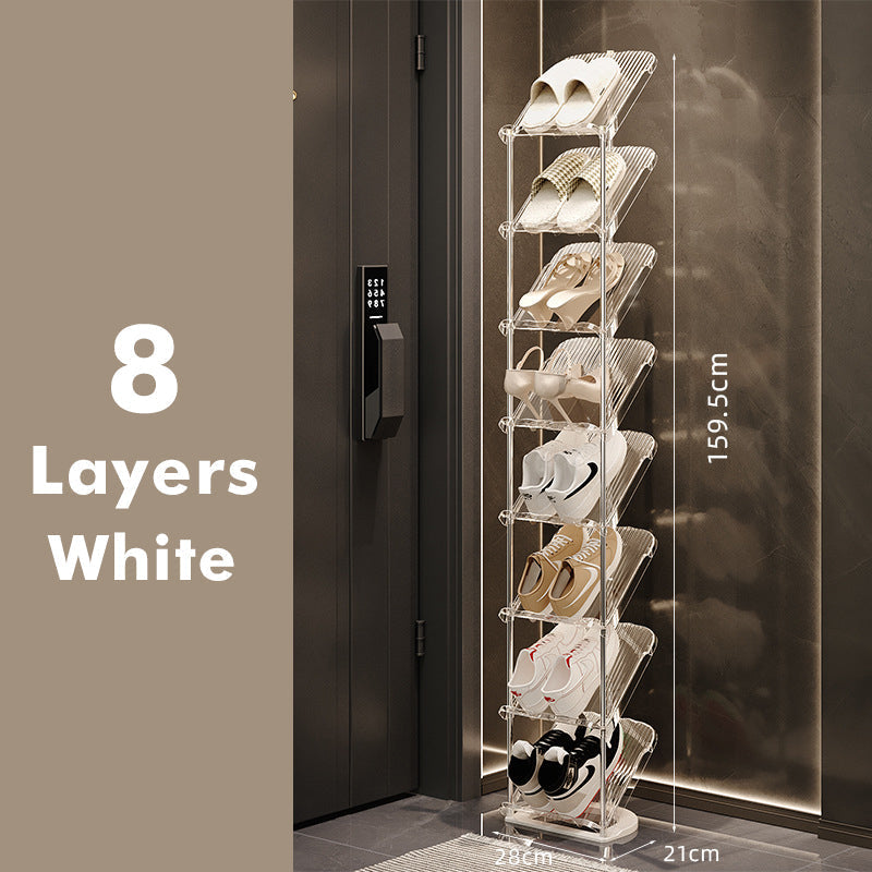 Scaffale per scarpe trasparente di lusso, robusto e multistrato | Acciaio inox e PET | Salvaspazio | Clearstep