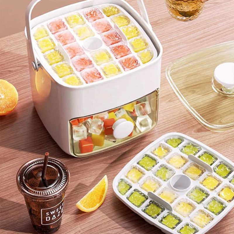 Forma na led s úložným boxem | Kostky snadno vytlačíte | Box na ledové kostky | FrostBox