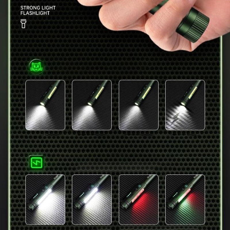 2v1 LED svítilna ve tvaru pera | Bodové a pracovní světlo | Magnetická základna a klip, indikátor nabití | LumoPen