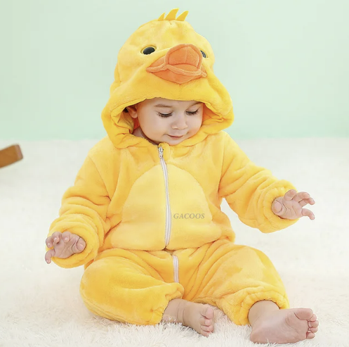 Baby Fleece Overall | Tier-Design mit Kapuze | Kuscheliger Strampler mit Reißverschluss | CuddleZoo
