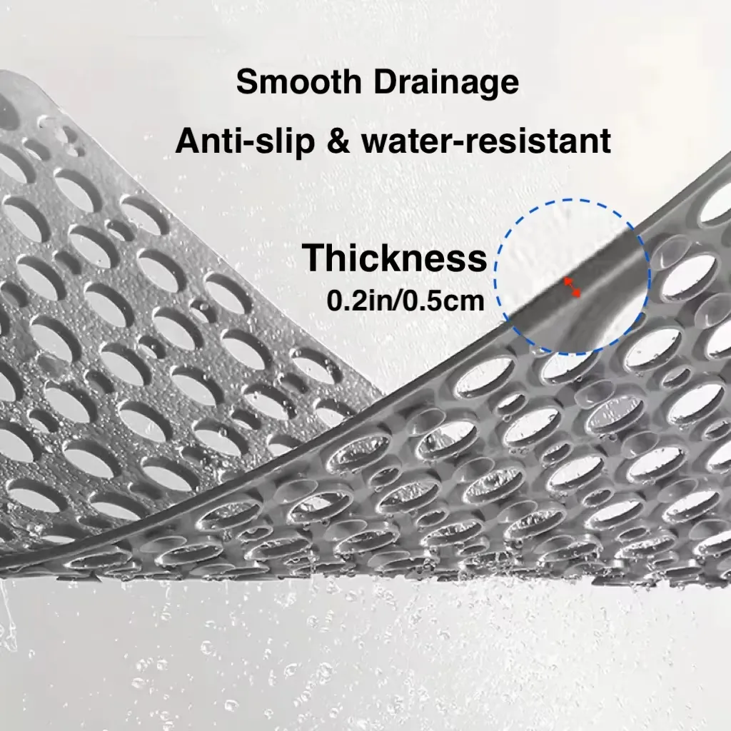 Tapis de sécurité pour salle de bain | PVC antidérapant avec trous de drainage | Évacuation rapide de l'eau | AquaGrip