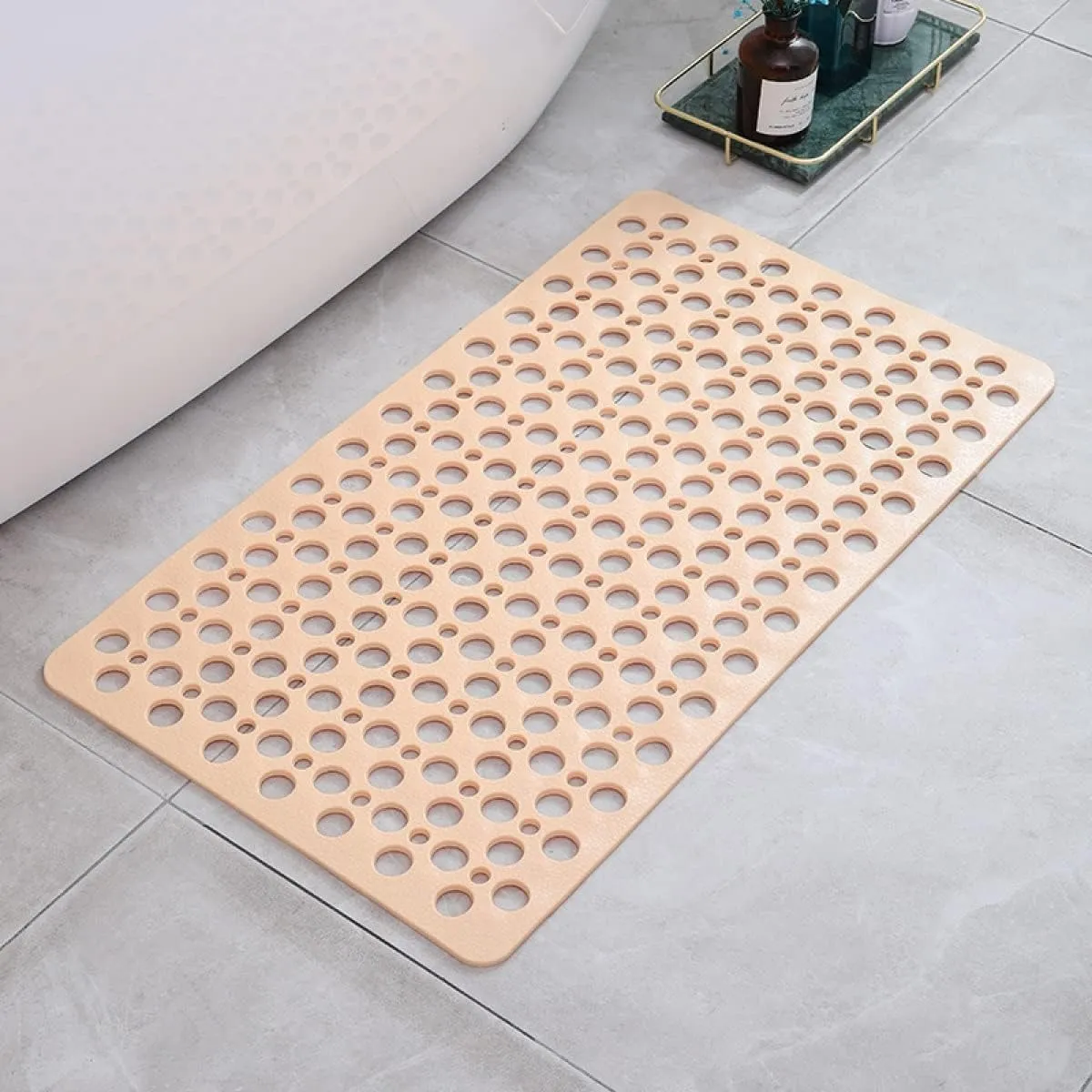 Tapis de sécurité pour salle de bain | PVC antidérapant avec trous de drainage | Évacuation rapide de l'eau | AquaGrip