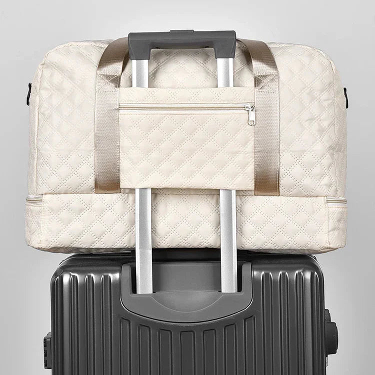 Weekender pro dámy a pány | Černý vzor kosočtverců | S přihrádkou na boty a na vlhké věci | PackNest